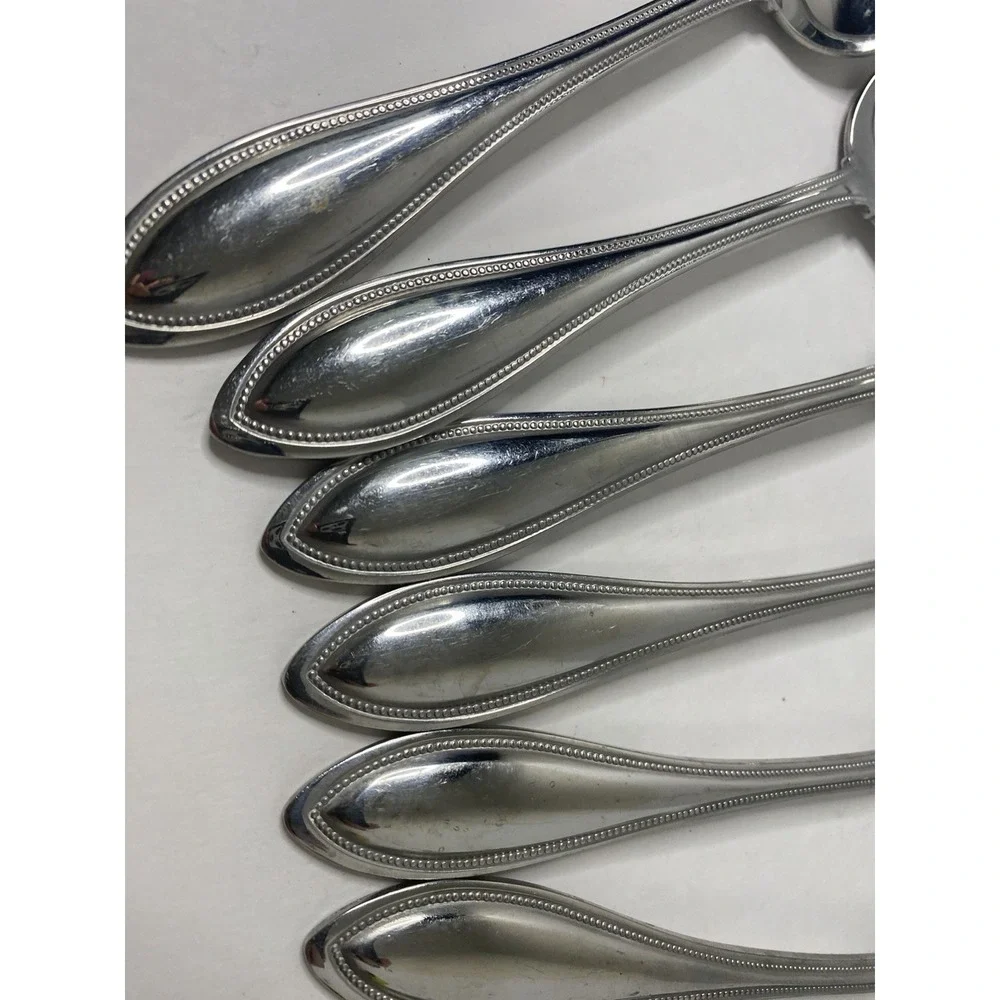 Lot of 8 Oneida Arbor-American Harmony Stainless Oval Soup Spoons 7 3/8